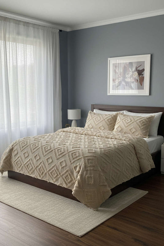 3-Piece Emerald Double Bedspread Set Cappuccino