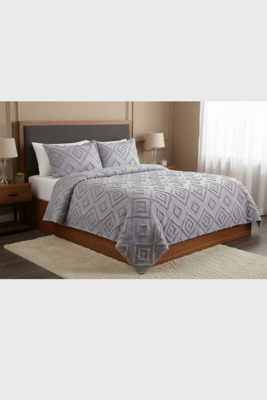 3 Piece Emerald Double Bedspread Set Gray