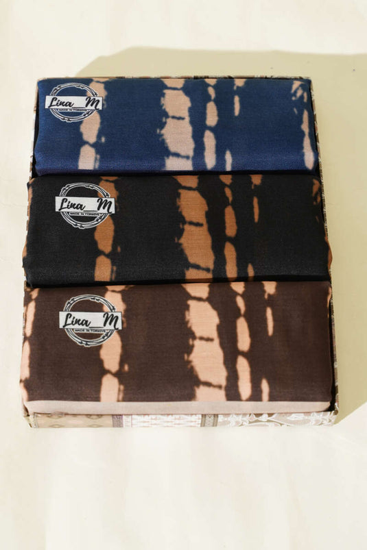 3'Batik Flowing Striped Soft Shawl Set Assorted