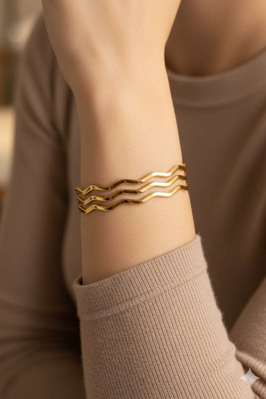 3-piece 65mm Zigzag Ajda Bracelet Gold