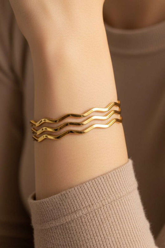 3-piece 65mm Zigzag Ajda Bracelet Gold