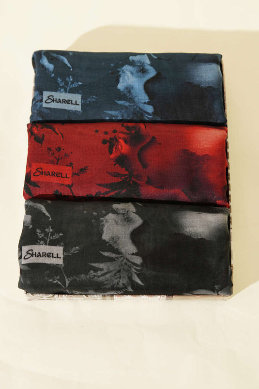 3-Delige Bloemenprint Sjaal Set In Assorti Kleuren