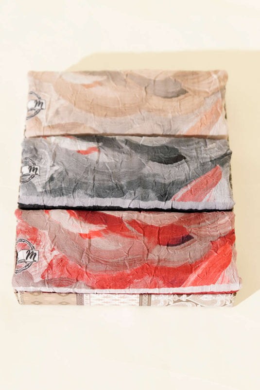 3'lü Çiçek Desenli Bambu Kraş Şal Seti Asorti 2