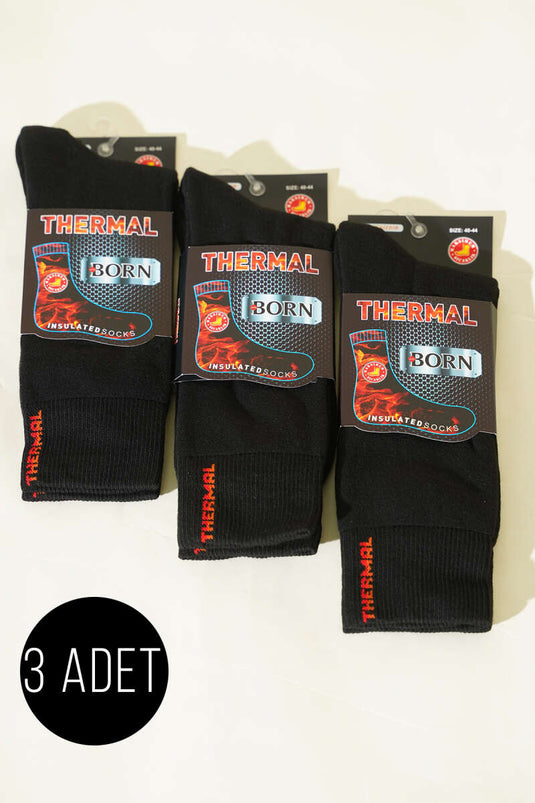 3-pack Men's Thermal Ankle Socks Black