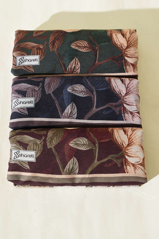 طقم شالات مودال بنقشة البنفسج 3 قطع متنوع 1