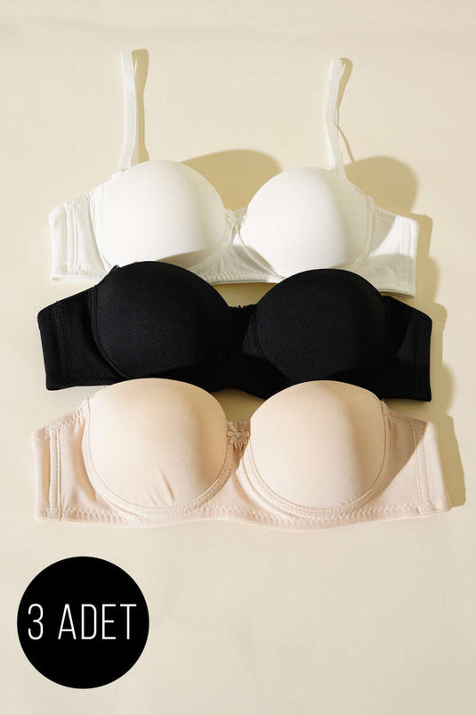 3-Piece Silicone Padded Strapless Bra Assortment 1
