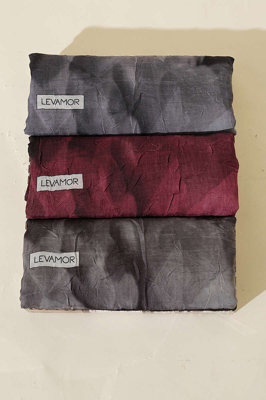 3-Piece Triangle Pattern Bamboo Crinkle Scarf Set Assorted