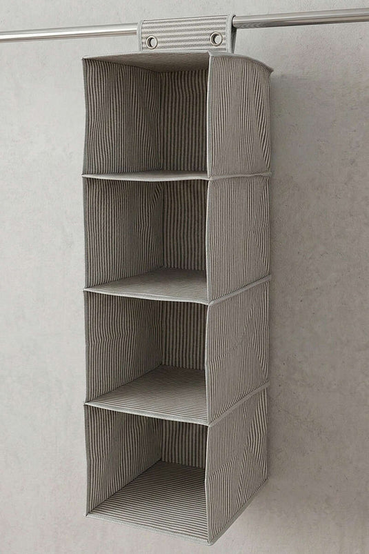 4-Teiliger Gestreifter Träger Kleiderschrank Organizer In Grau