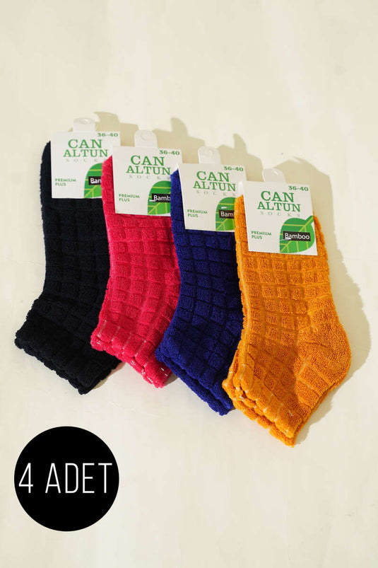 Set of 4 Women's Towel Foot Cover Socks Assorted 3