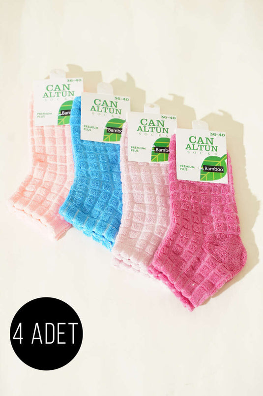 Set of 4 Women's Towel Foot Cover Socks Assorted 4