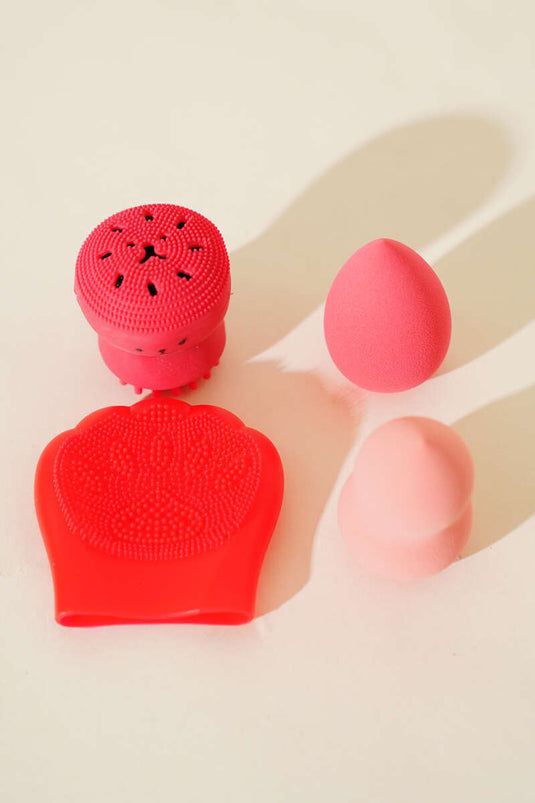 4-delige peeling siliconen verzorgingsset rood