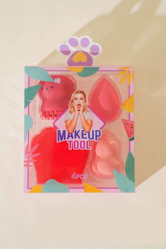 4-delige peeling siliconen verzorgingsset rood