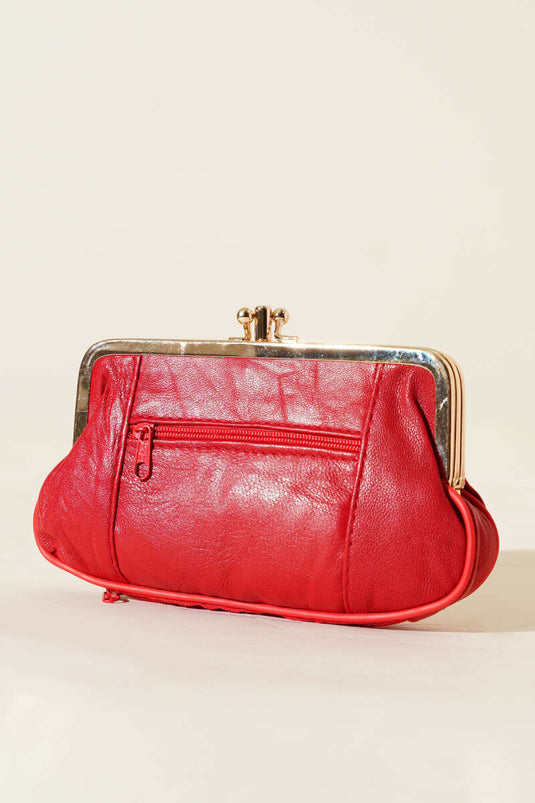 محفظة بخمسة أقسام، لون عنابي