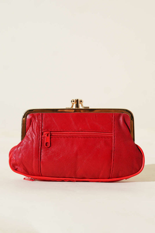 محفظة بخمسة أقسام، لون عنابي