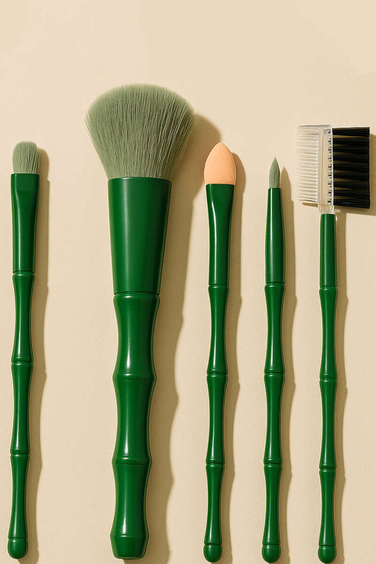 Ensemble de 5 pinceaux de maquillage en bambou vert