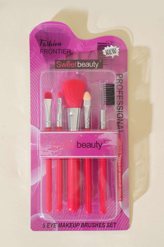 Ensemble de 5 pinceaux de maquillage pour sourcils et cils rouges