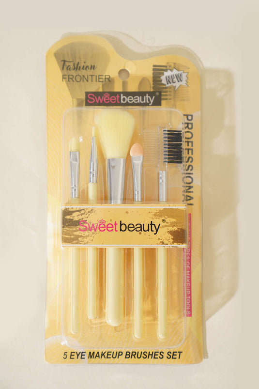 Ensemble de 5 pinceaux de maquillage pour sourcils et cils jaunes