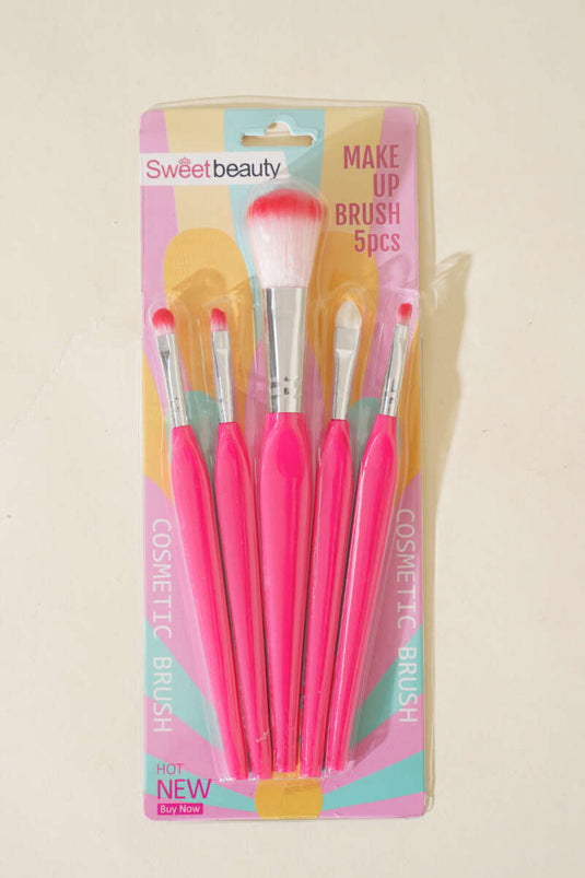 5-Piece Makeup Brush Set, Fuchsia