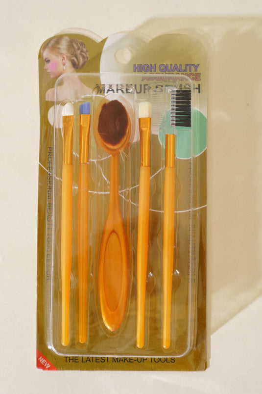 Ensemble de 5 pinceaux ovales pour fond de teint, couleur or