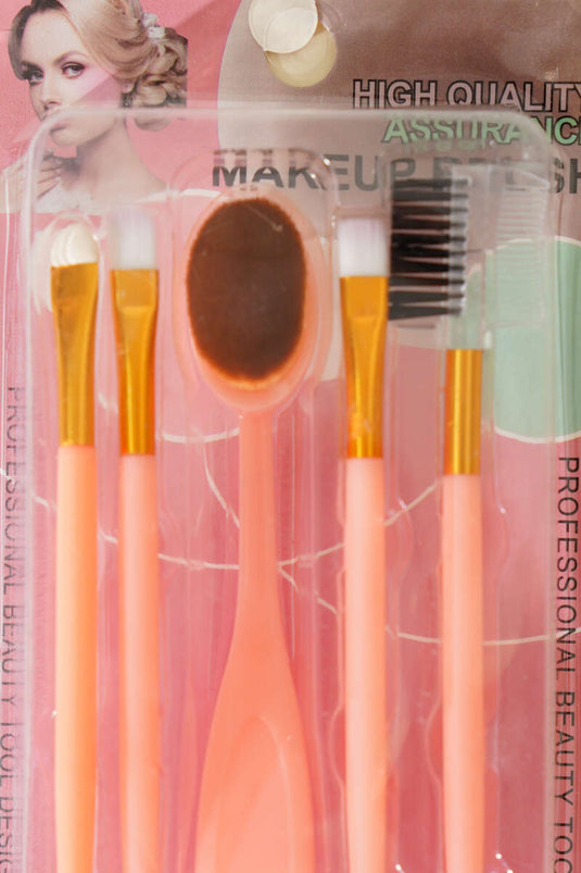 Ensemble de 5 pinceaux ovales pour fond de teint, couleur saumon