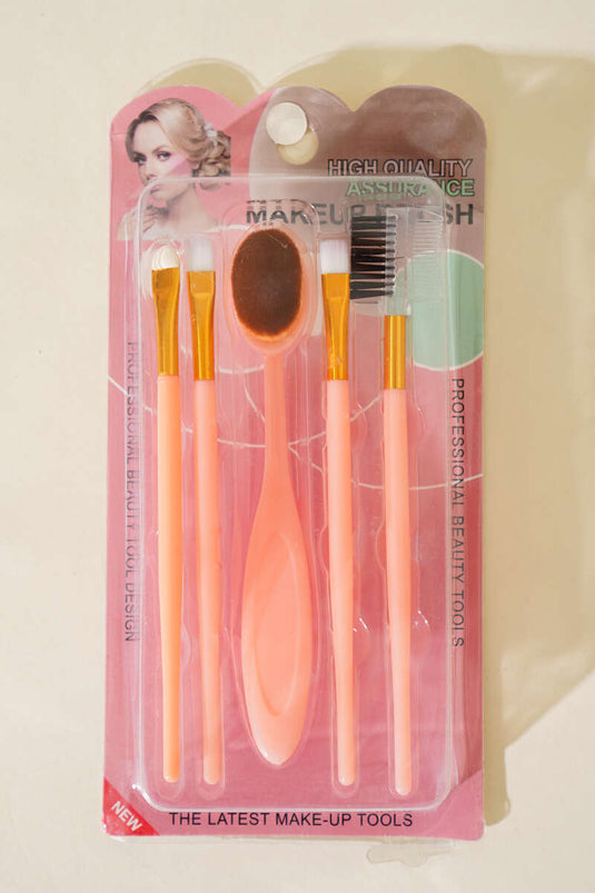 Ensemble de 5 pinceaux ovales pour fond de teint, couleur saumon