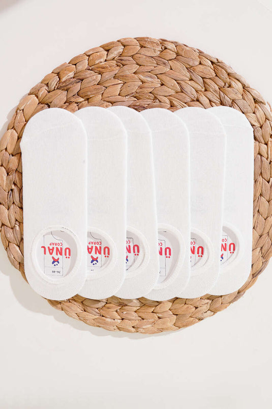 Lot de 6 paires de chaussettes ballerines blanches pour femme