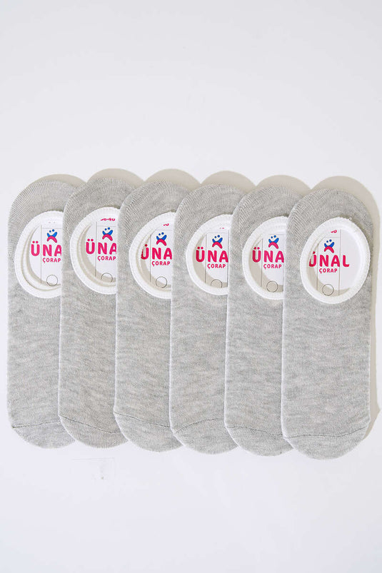 Lot de 6 paires de chaussettes ballerines grises pour femme