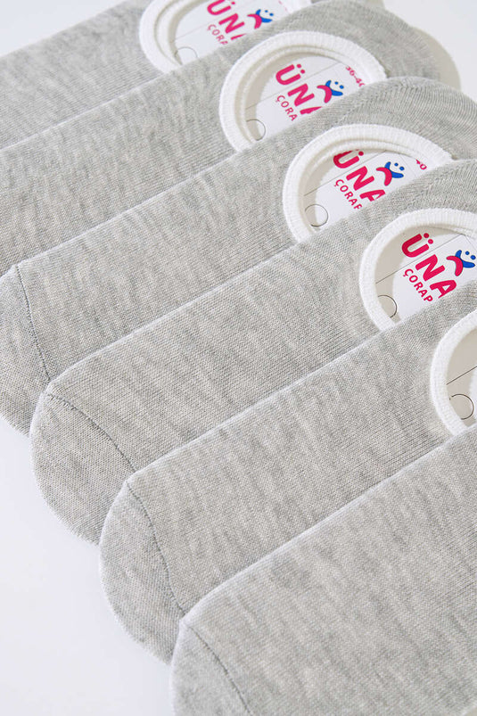 Lot de 6 paires de chaussettes ballerines grises pour femme