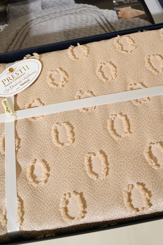 طقم لحاف سرير مزدوج من 6 قطع، لون كابتشينو