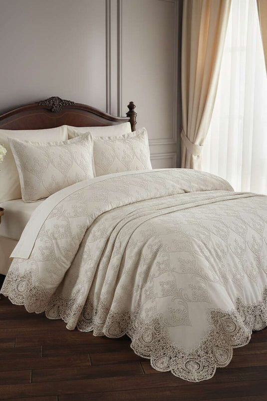 6-Piece Nilüfer Double Bed Pike Set Cream