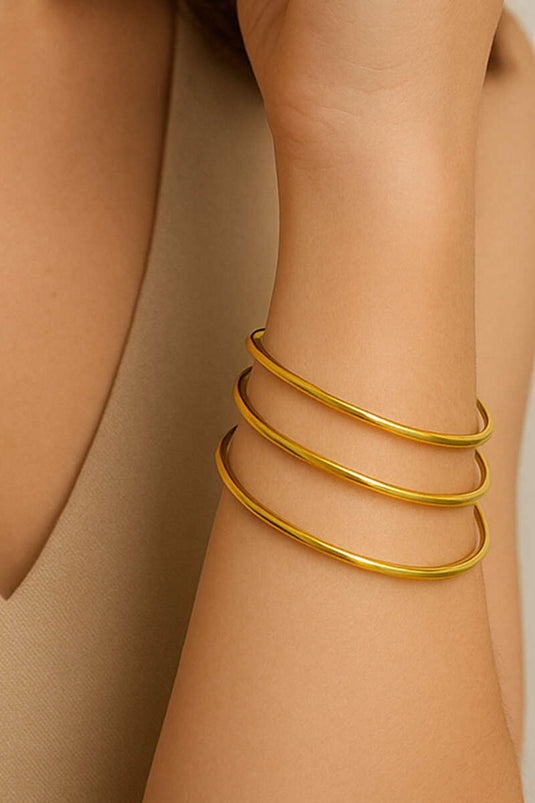 سوار أجدا ثلاثي مسطح ذهبي اللون، 62 مم