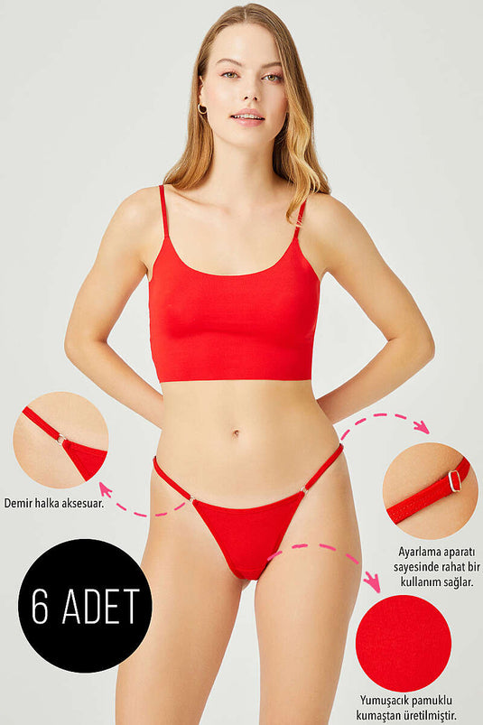 6'lı Basic Tanga Kırmızı