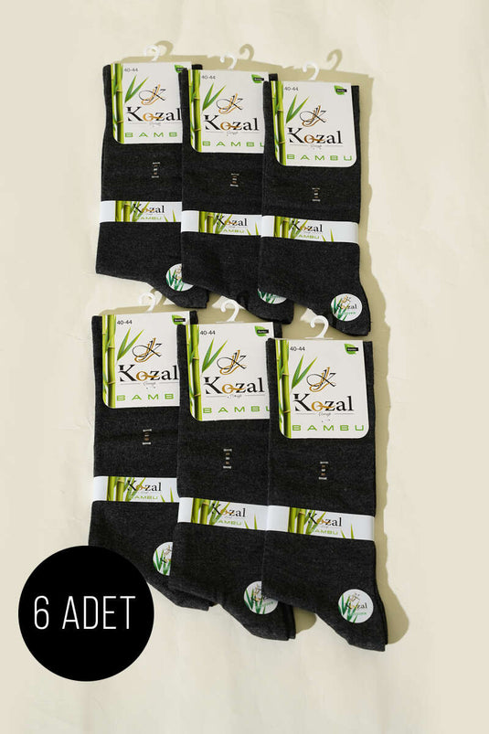6-Pack Men's Bamboo Ankle Socks Charcoal