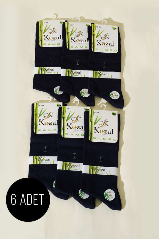 6-Pack Men's Bamboo Ankle Socks Navy Blue