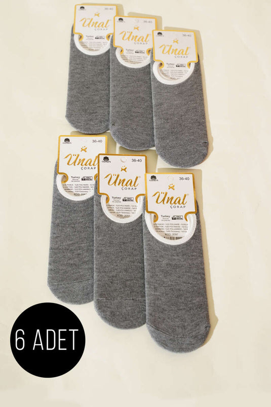 عبوة من 6 جوارب باليه نسائية، لون رمادي دخاني