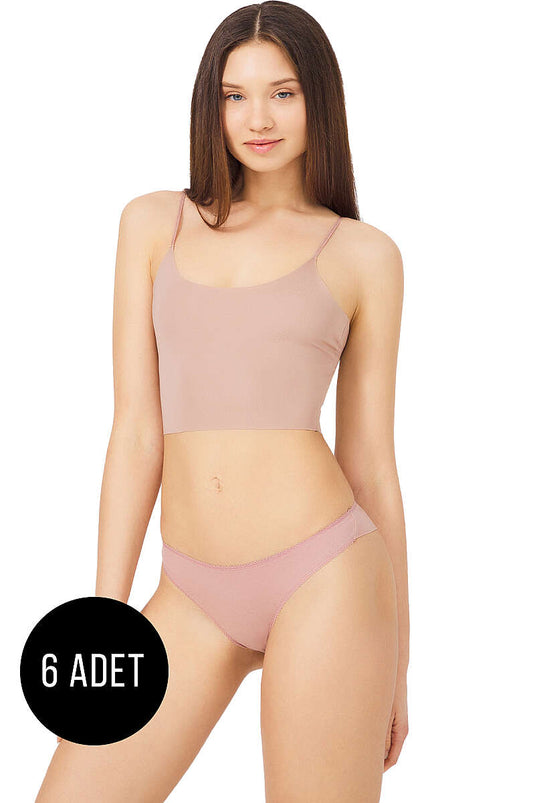 6’lı Yumuşak Dokulu Bikini Külot Kahverengi