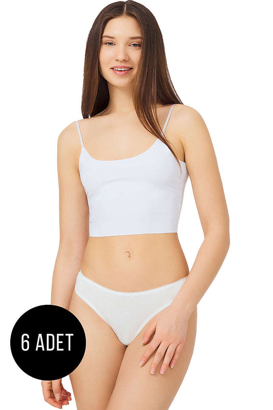 6’lı Yumuşak Dokulu Bikini Külot Krem