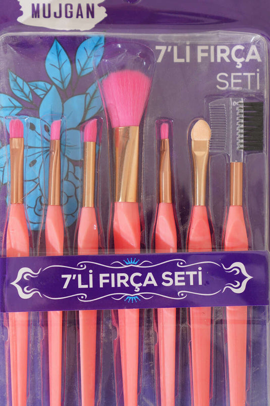 Ensemble de 7 pinceaux de maquillage fins et longs orange