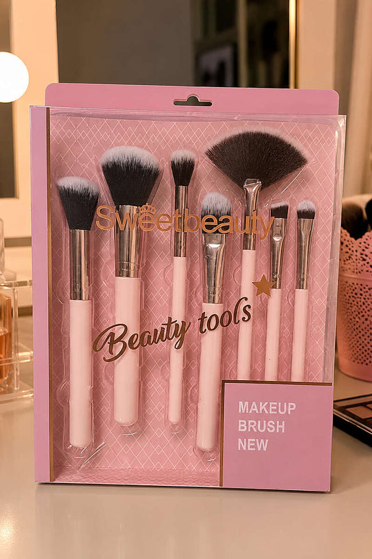 Ensemble De 7 Pinceaux Beauté Douce Multicolore
