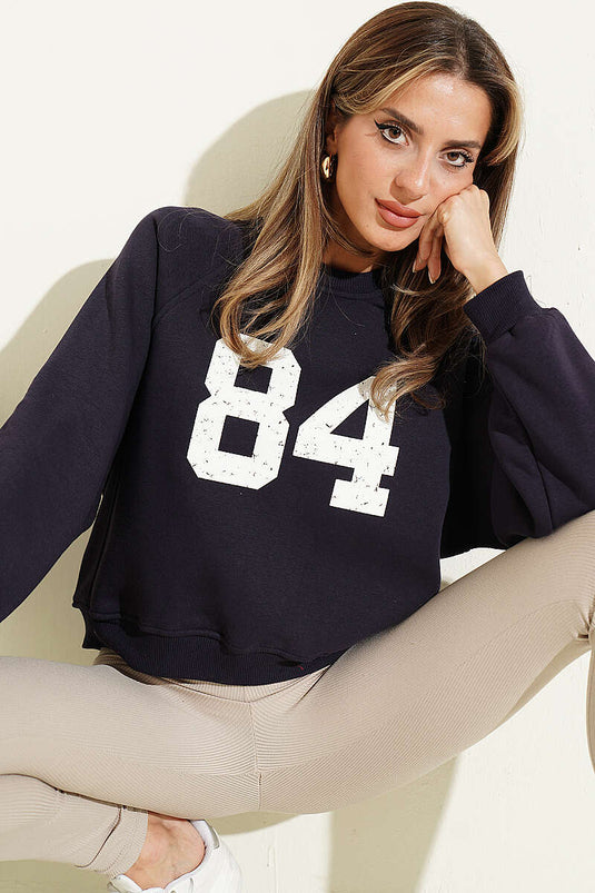 84 Bedrucktes Sweatshirt Navy