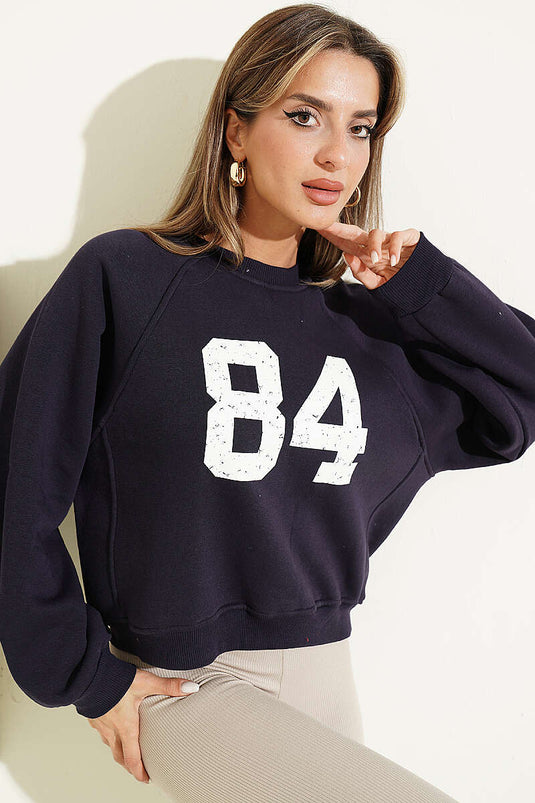 84 Bedrucktes Sweatshirt Navy