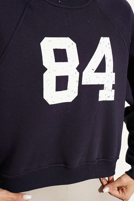 84 Bedrucktes Sweatshirt Navy