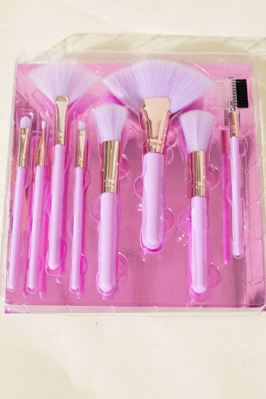 مجموعة فرش مكياج أحمر الخدود مكونة من 8 قطع، لون بنفسجي