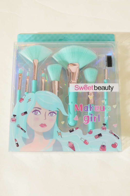 مجموعة فرش مكياج أحمر الخدود مكونة من 8 قطع، باللون الأخضر