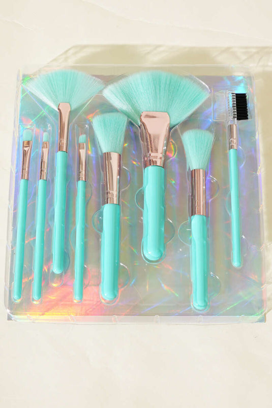 مجموعة فرش مكياج أحمر الخدود مكونة من 8 قطع، باللون الأخضر