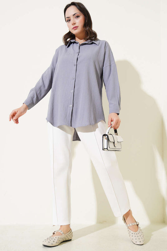 Tree Bark Basic Shirt Grau
