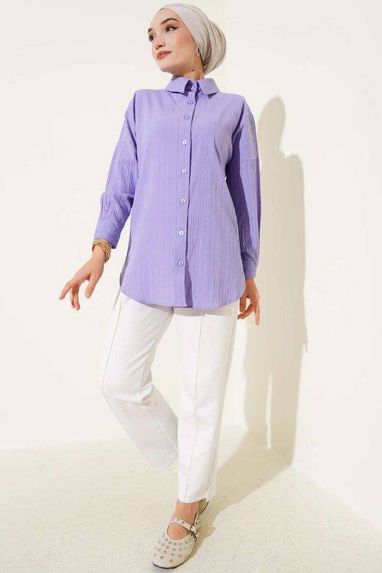 قميص أساسي بلون لحاء الشجر، أرجواني فاتح