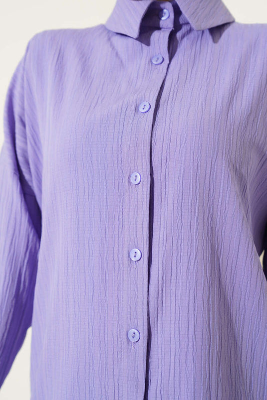 قميص أساسي بلون لحاء الشجر، أرجواني فاتح