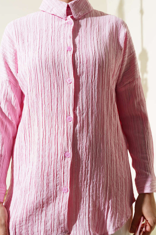 Tree Bark Basic Shirt Pink