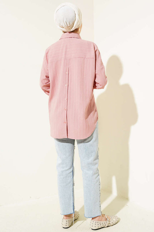 Ağaç Kabuğu Basic Gömlek Pudra